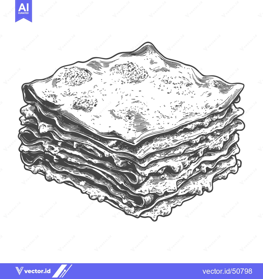 Premium Vector dari A Delicious Hand Drawn Lasagna Illustration