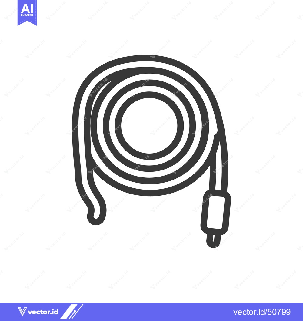 Premium Vector dari Coiled Cable Icon: Minimalist Design with Connector Detail