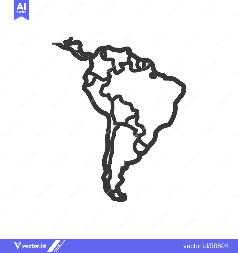 Premium Vector dari A simple stylized line drawing depicting the continent of south americ