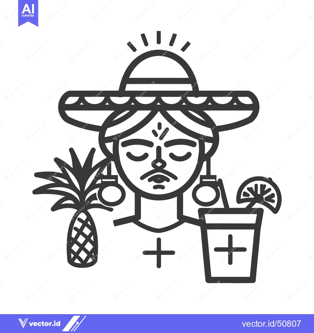 Premium Vector of A stylized illustration depicting a person with a sombrero
