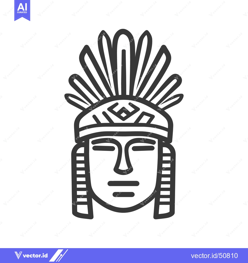 Premium Vector dari An abstract illustration depicting a stylized face with feather headdr