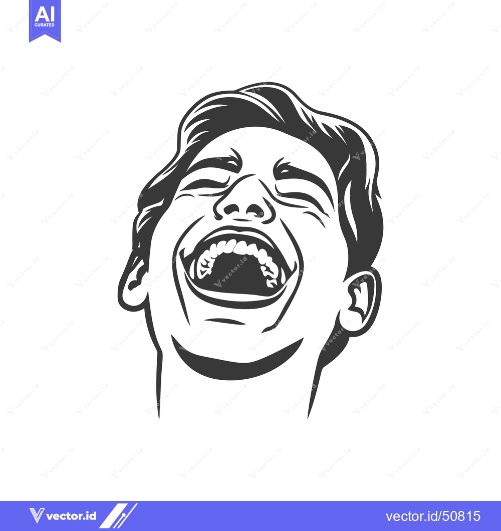 Premium Vector of A graphic illustration depicts a person laughing hysterically with joy