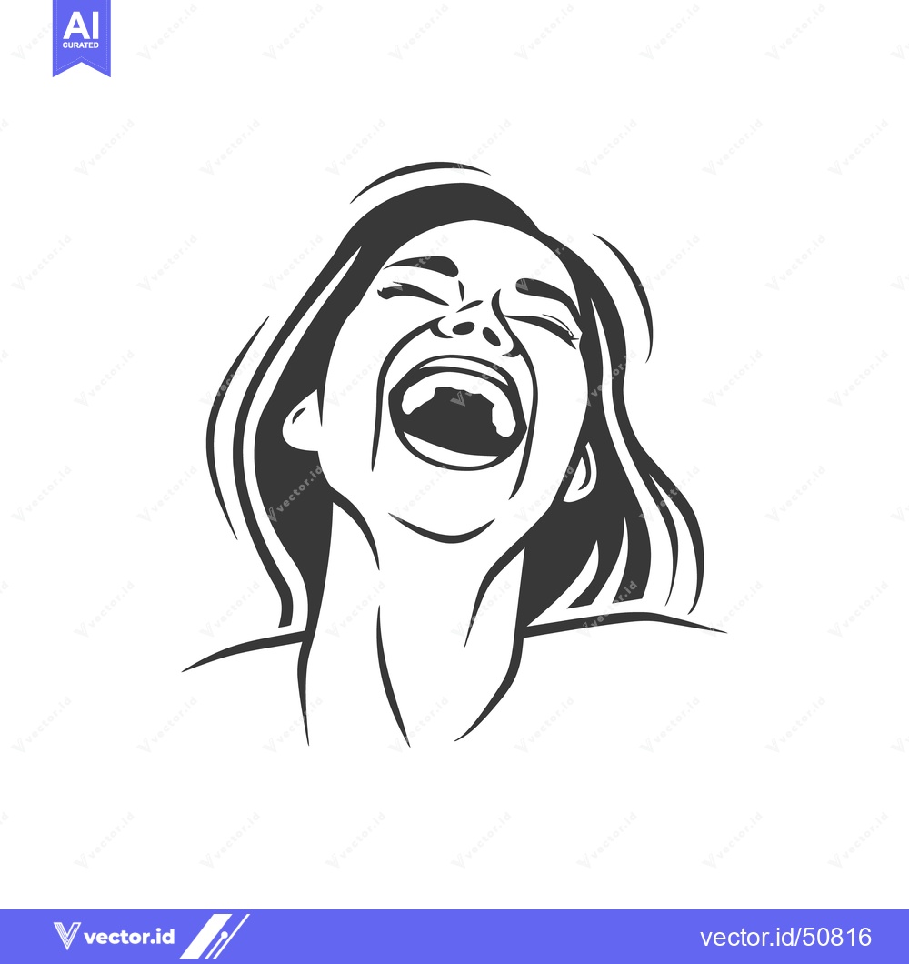 Premium Vector dari A joyful illustration of a woman laughing with her mouth open