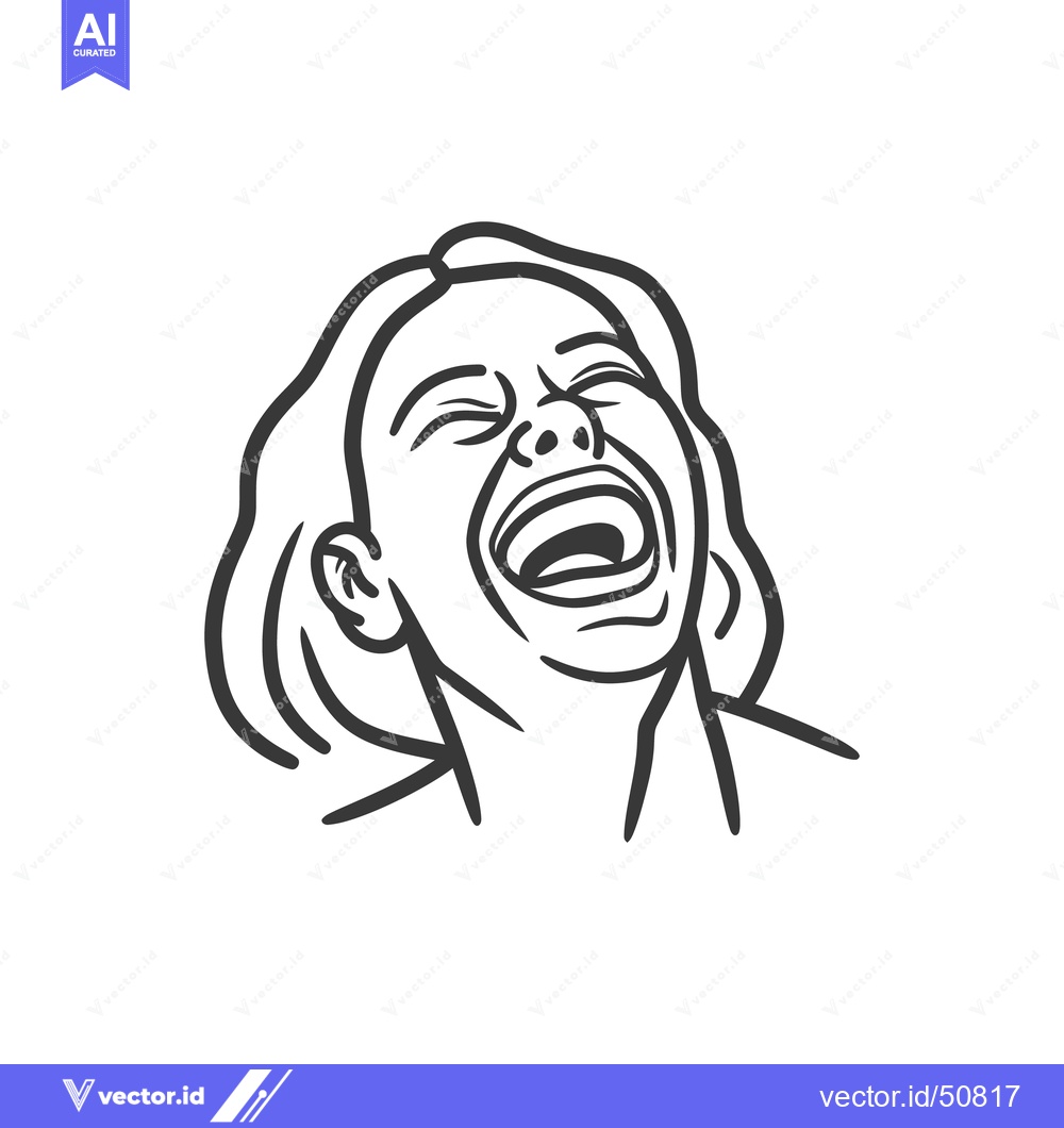 Premium Vector dari A black and white illustration showing a person laughing out loud