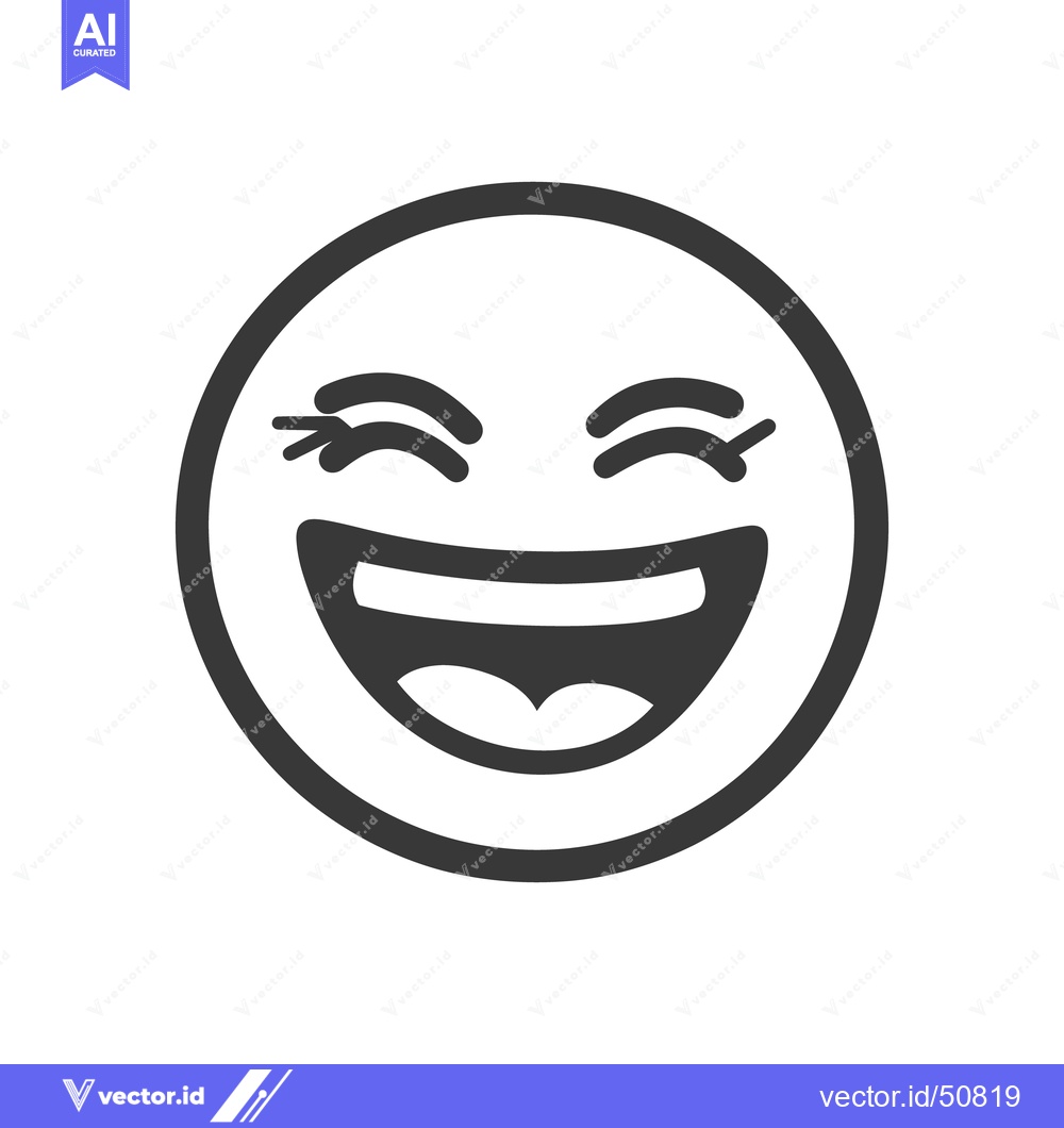 Premium Vector dari A black and white smiling face with closed eyes