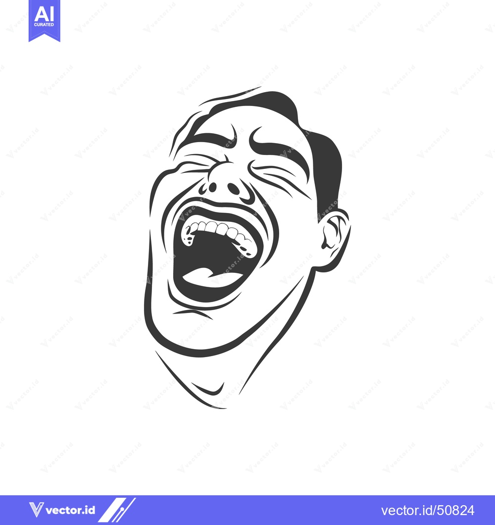Premium Vector dari A graphic black and white illustration of a laughing person