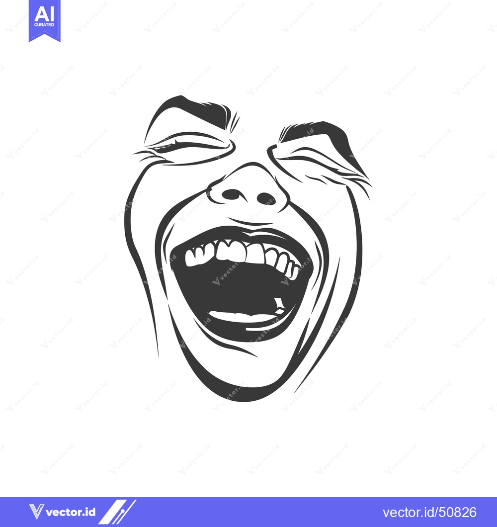 Premium Vector dari A sketch of a face laughing with eyes closed and mouth open