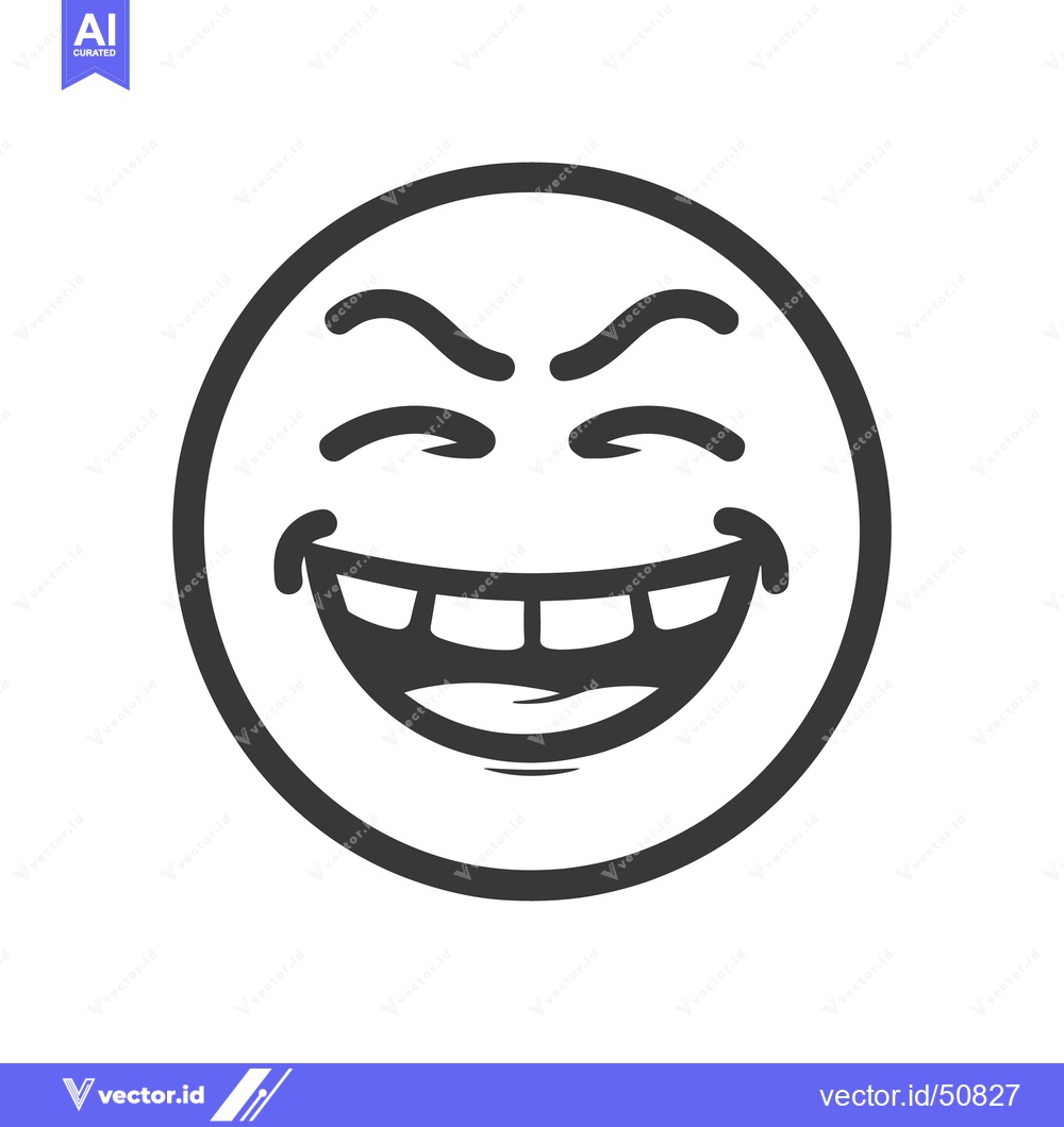 Premium Vector of A happy face shows a big grin and closed eyes