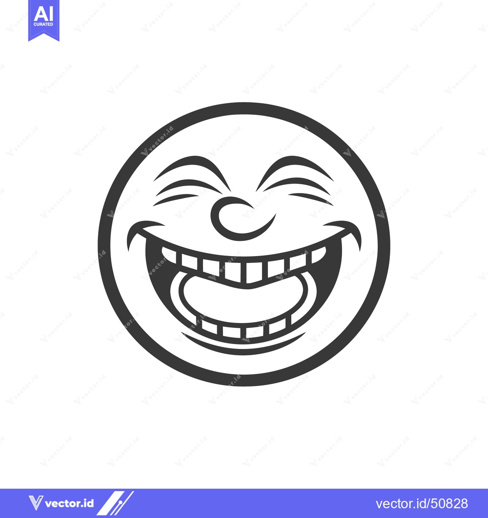 Premium Vector dari A smiling face illustration with exaggerated features and wide open mo