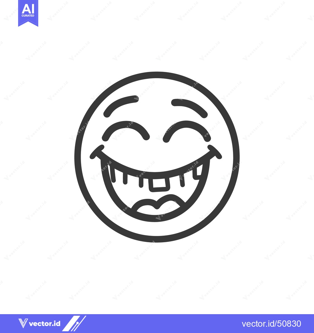 Premium Vector of A simple black and white line drawing of a laughing face