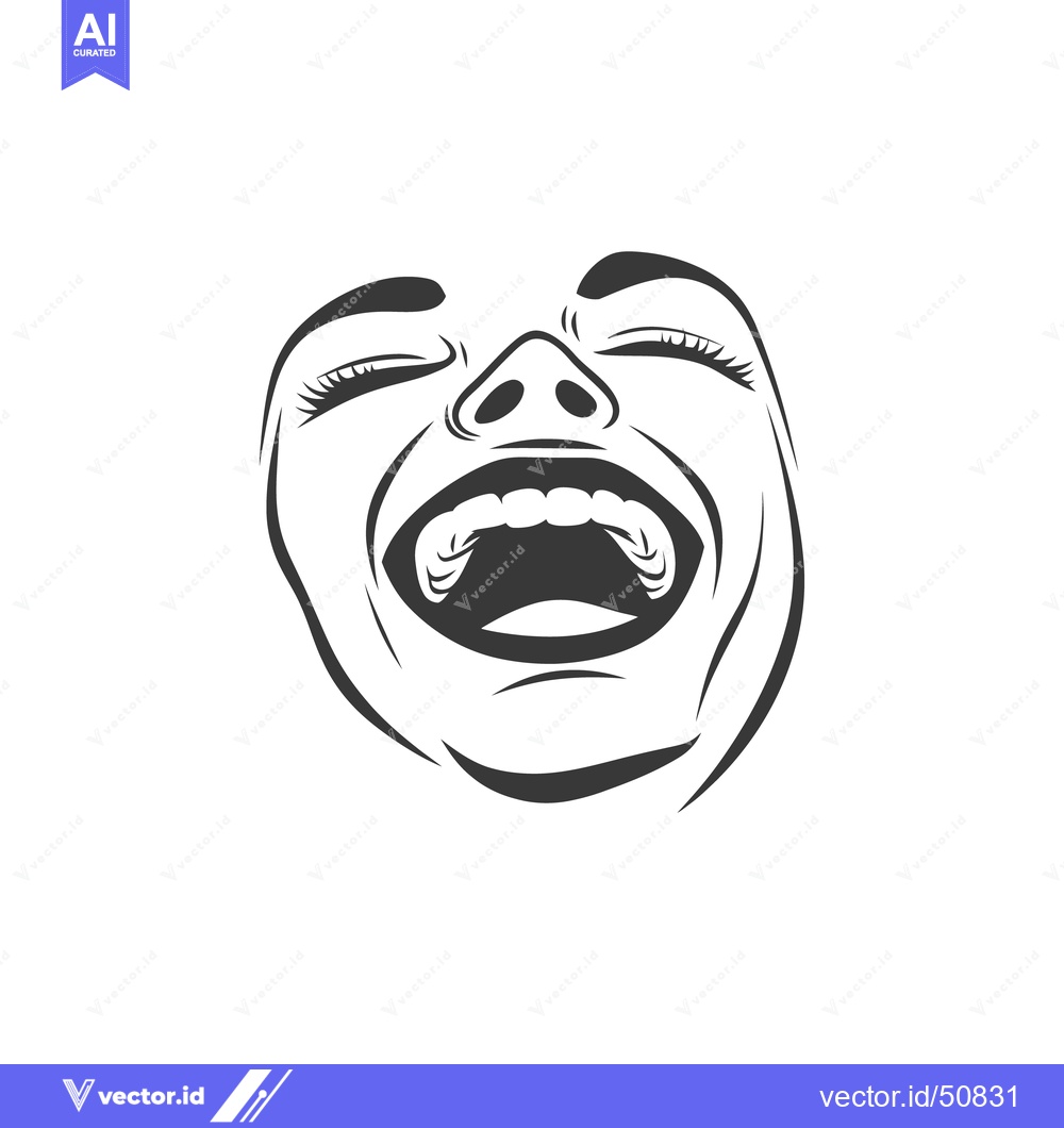 Premium Vector dari A monochrome illustration depicting a face mid expression of laughter