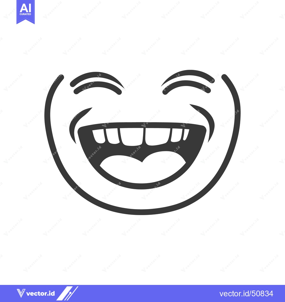 Premium Vector dari A simple black and white graphic illustration of a smiling face