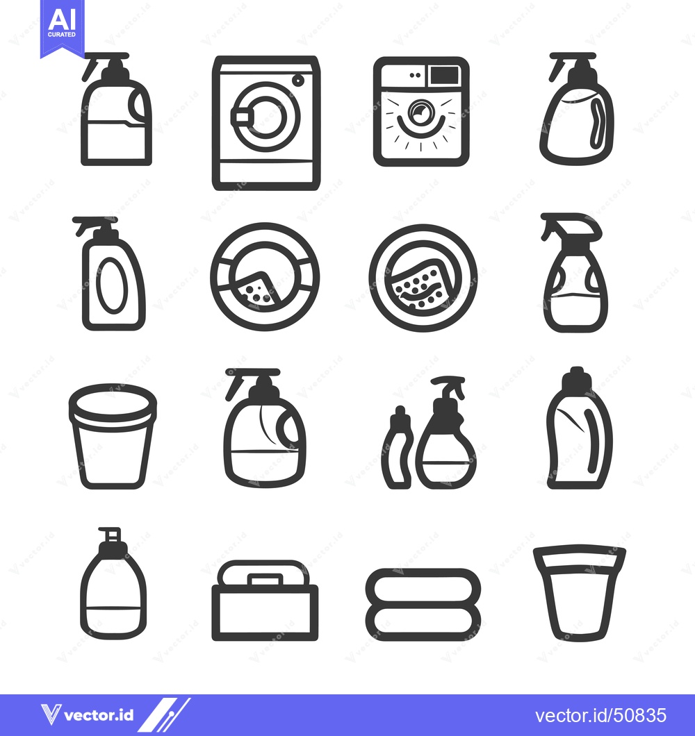 Premium Vector dari Laundry and Cleaning Supplies Icon Set