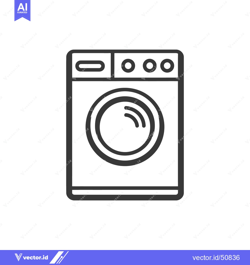 Premium Vector of Minimalist Washing Machine Icon: Clean Laundry Symbol, Modern Line Art