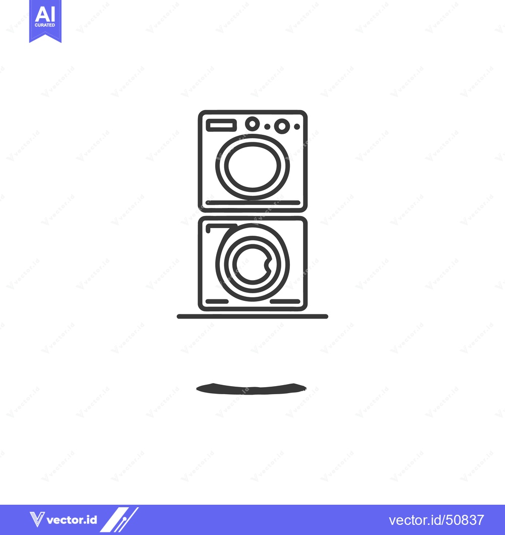 Premium Vector dari Stacked Laundry Machines: Minimalist Line Art Icon on White Background