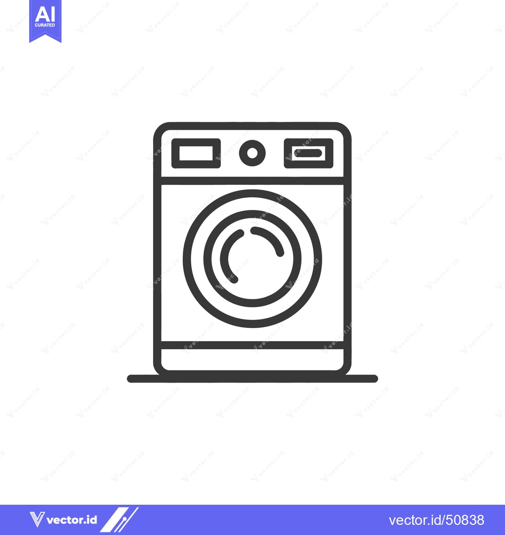 Premium Vector dari Minimalist Washing Machine Icon: Clean Laundry Symbol in Bold Outline
