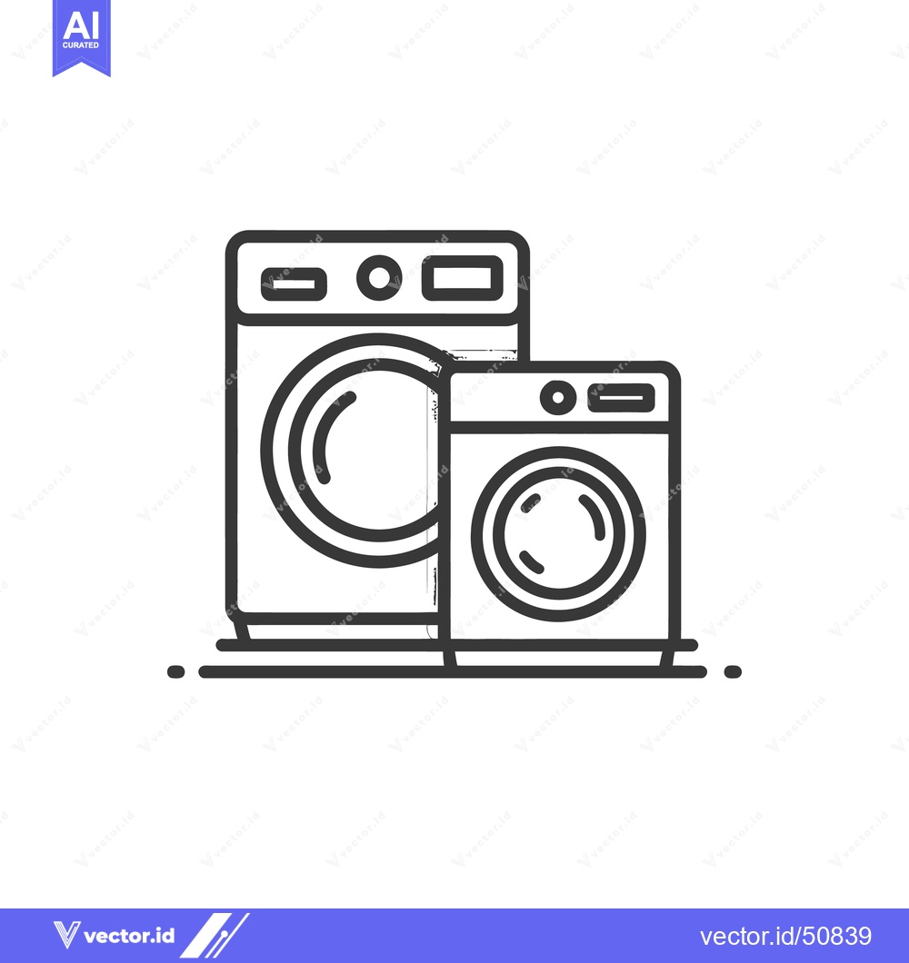 Premium Vector of Minimalist Washing Machines: Clean Line Art for Laundry Concepts