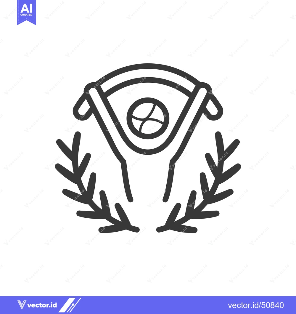 Premium Vector of Laurel Wreath with Raised Hands Holding a Ball