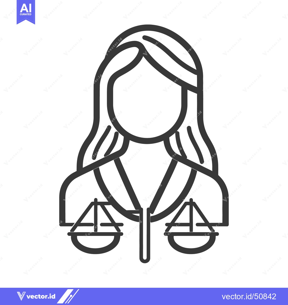 Premium Vector of Line drawing of a woman holding scales of justice