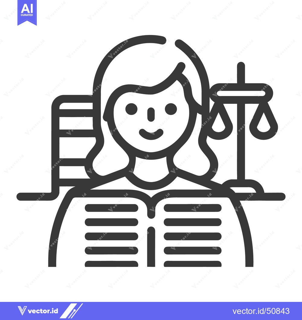 Premium Vector dari A smiling woman reading a book near scales of justice