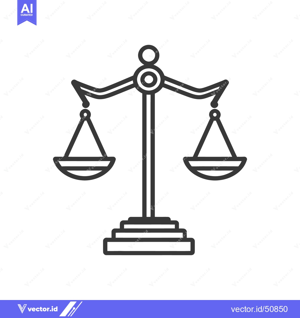 Premium Vector of A simple black and white image representing scales of justice
