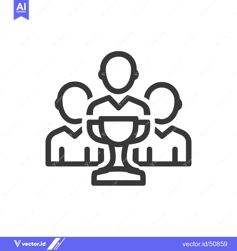 Premium Vector dari Teamwork Triumphs: Minimalist Icon of Group Achievement with Trophy