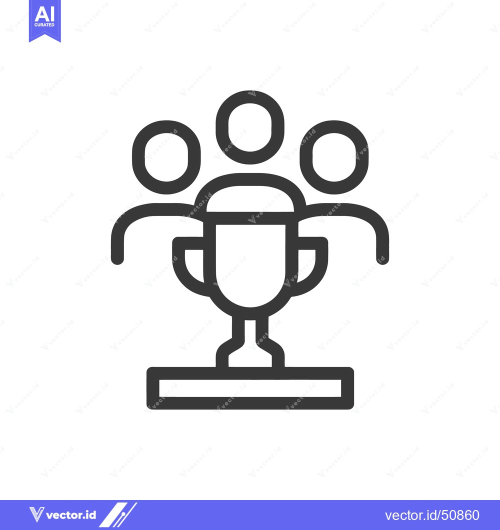 Premium Vector of Teamwork Triumph: Minimalist Icon of Collaboration and Victory with Tr