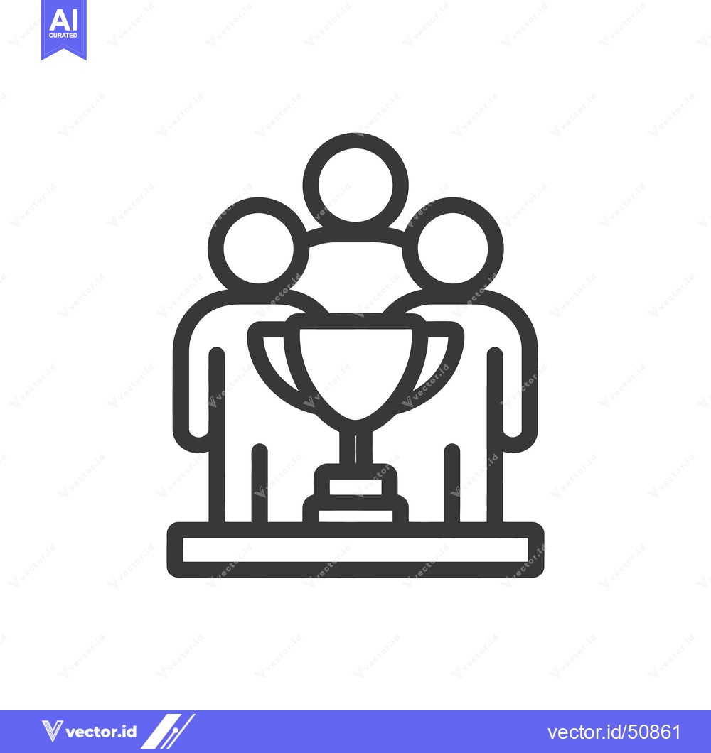 Premium Vector dari Teamwork Triumph: Minimalist Icon of Collaboration and Victory with Tr