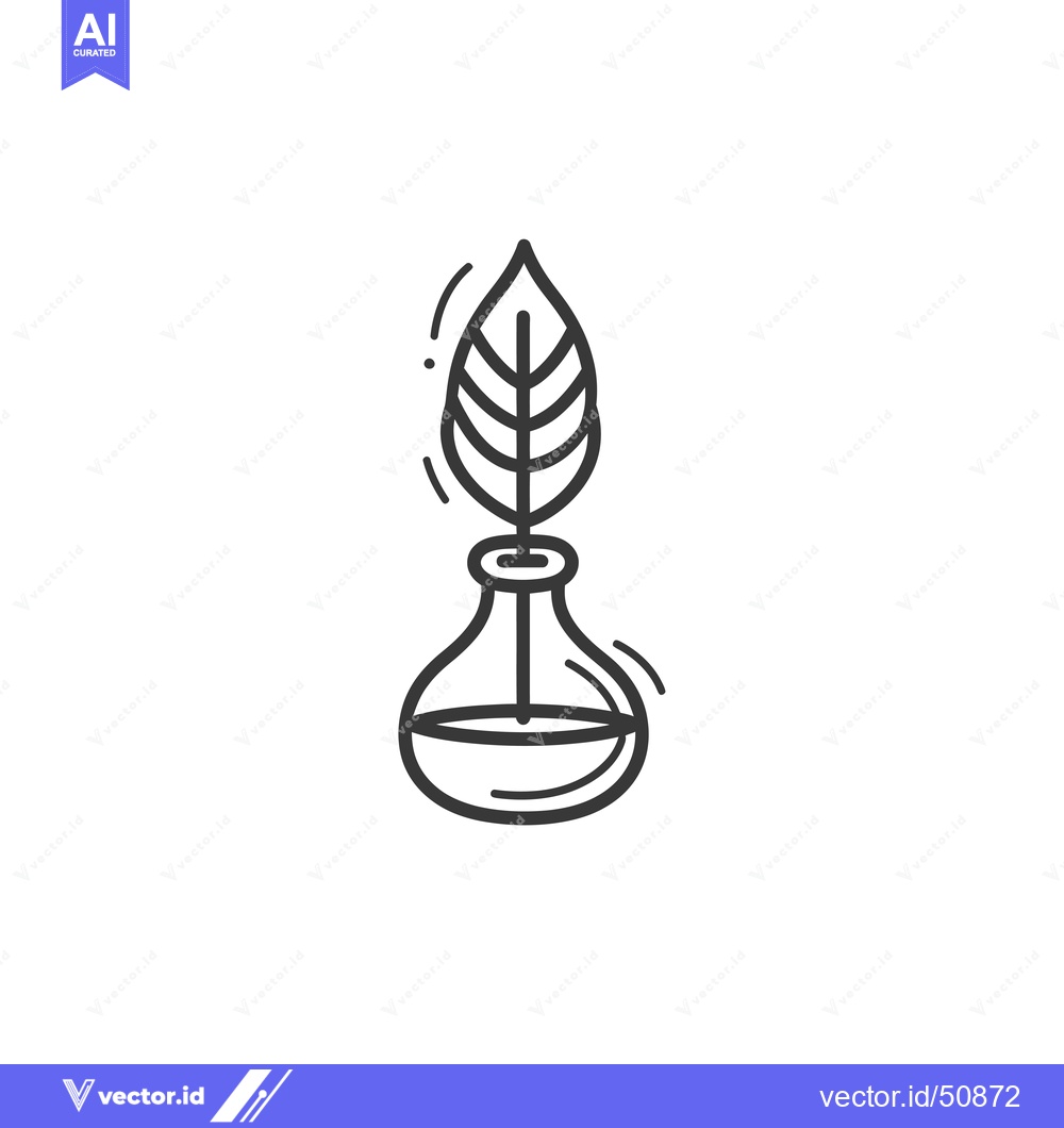 Premium Vector dari Leaf Pen in Glass Flask Illustration