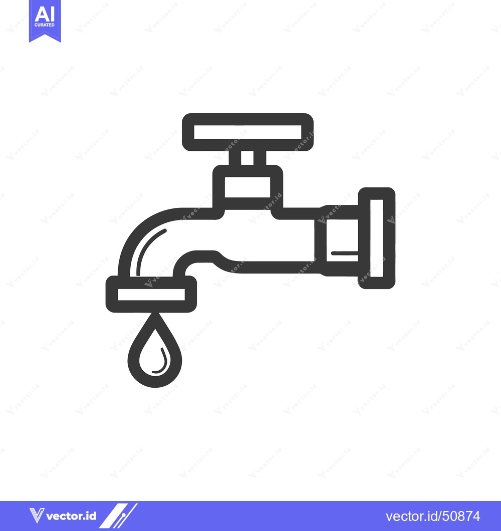Premium Vector dari Bold Outline Icon of a Dripping Water Faucet on White Background