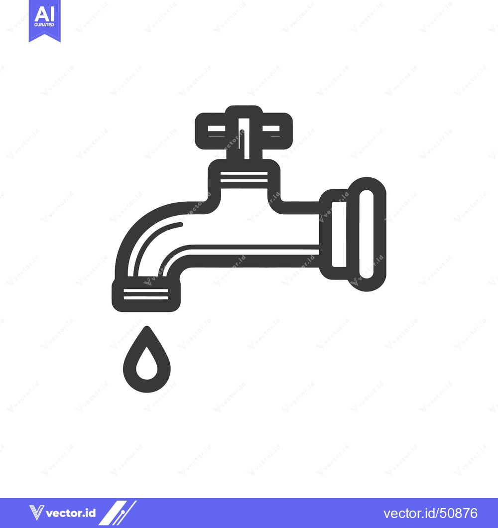 Premium Vector of Leaky Faucet Icon: Simple Black and White Water Conservation Symbol