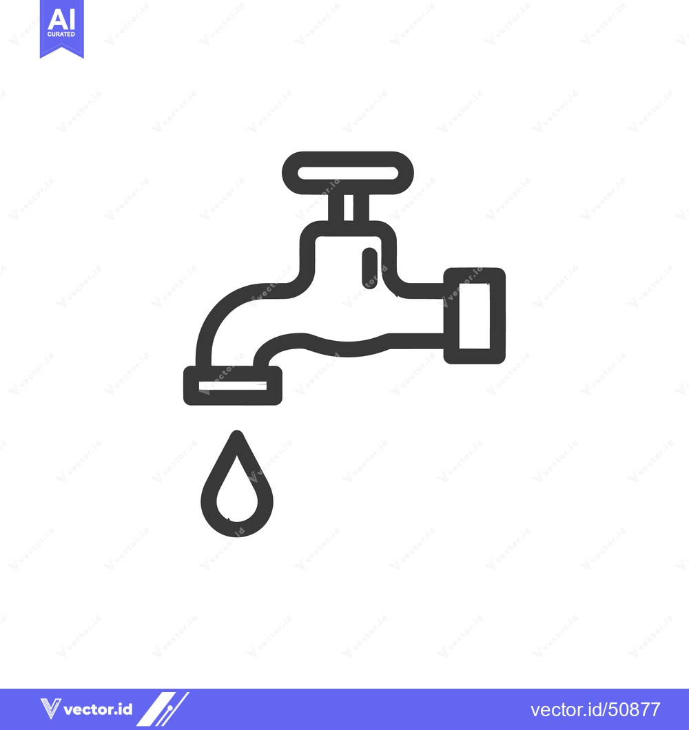Premium Vector dari Minimalist Faucet Icon with Dripping Water Drop on White Background