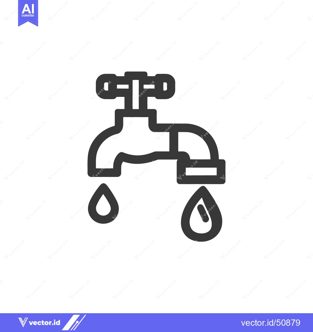 Premium Vector dari Minimalist Water Tap Icon with Dripping Drops on White Background