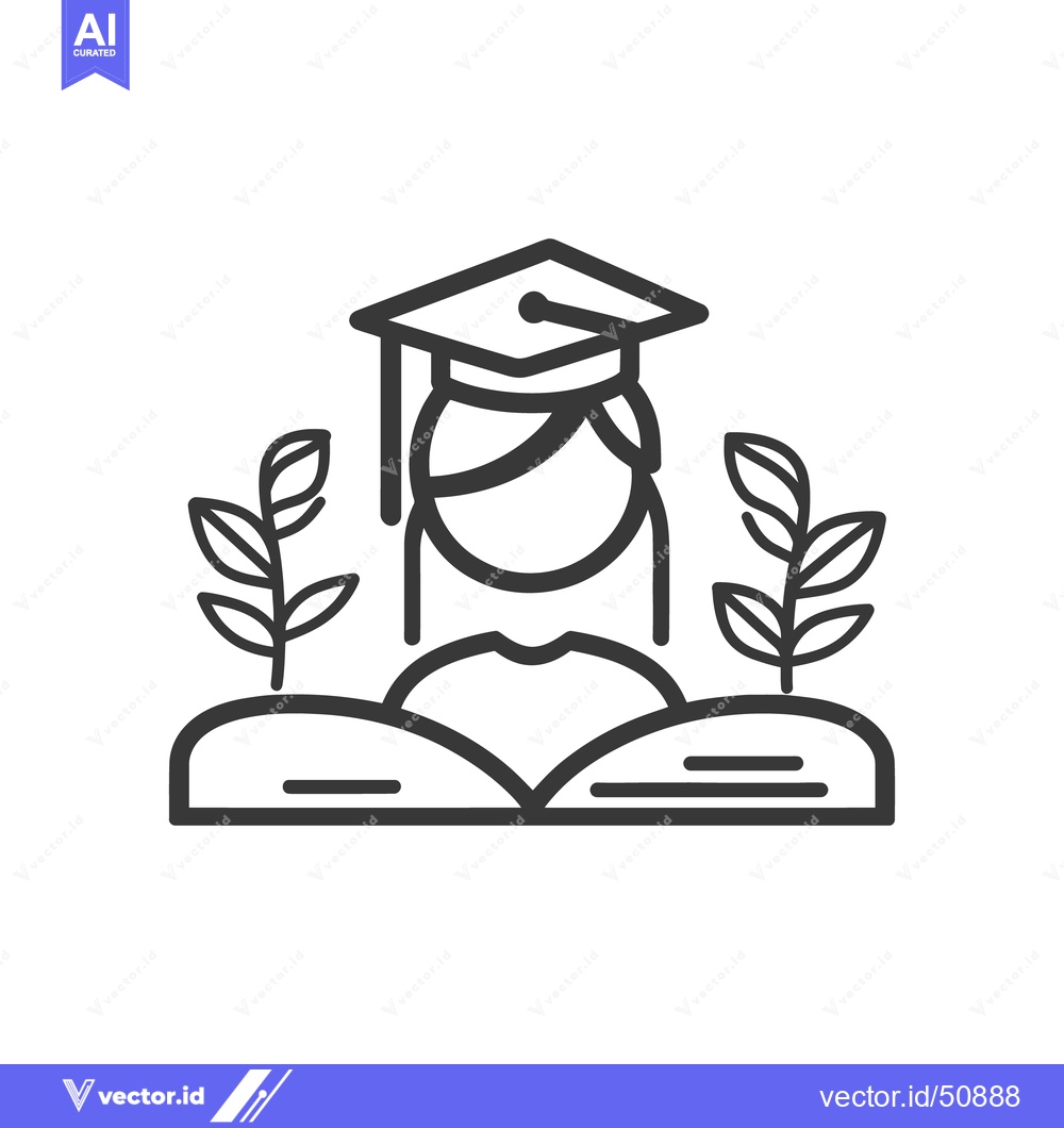 Premium Vector dari A graduate wearing a cap is surrounded by plant life