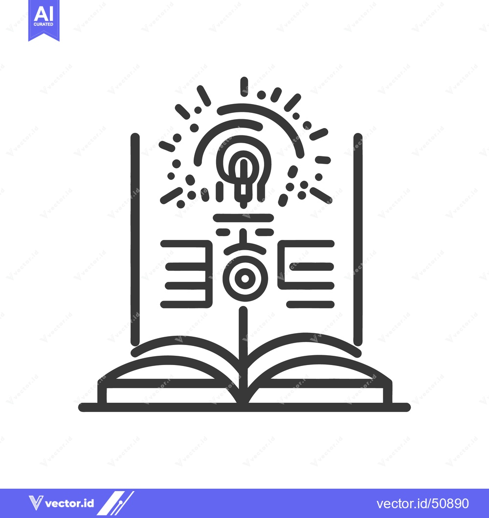 Premium Vector dari An Open Book With A Lit Lightbulb And Symbol Above It
