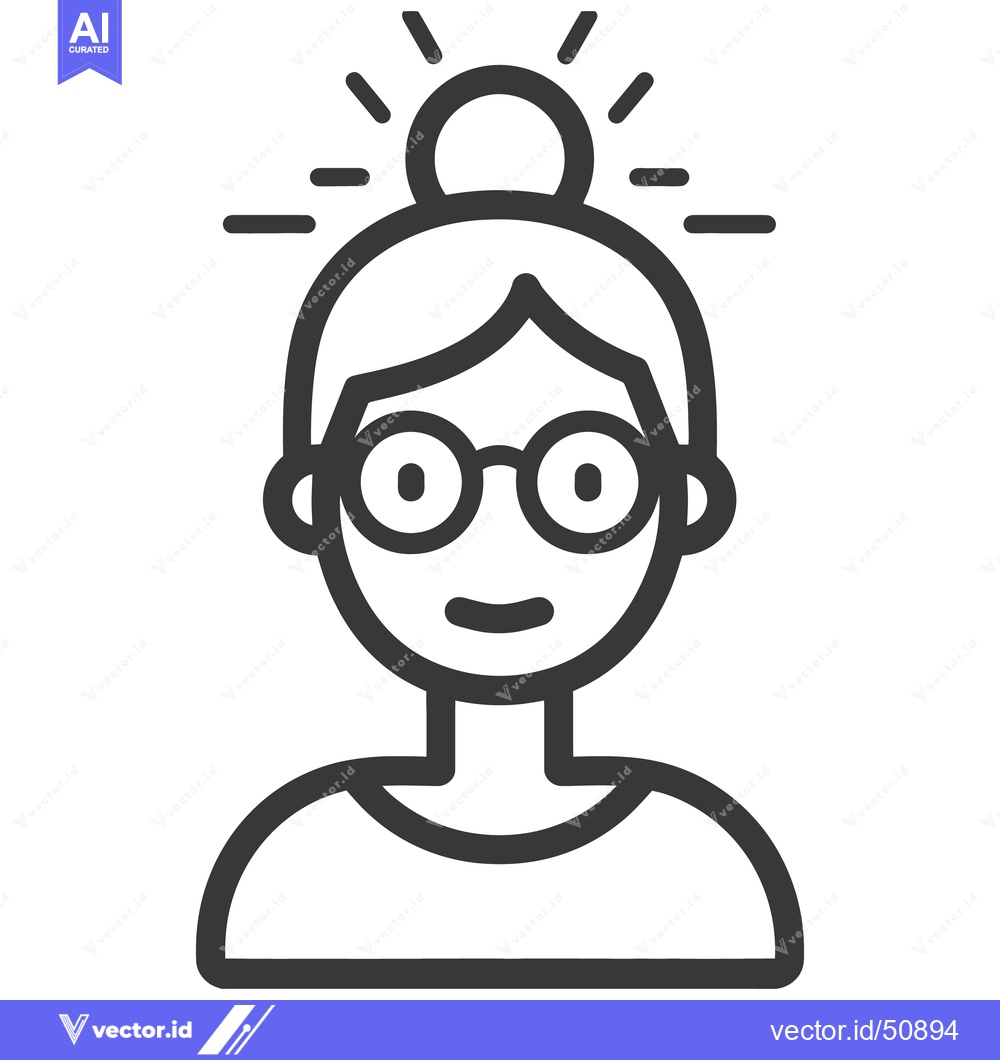 Premium Vector dari A simple illustration of a woman wearing round glasses and smiling