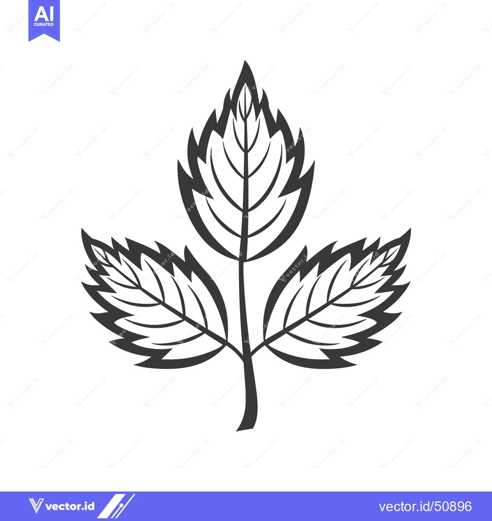 Premium Vector dari Simplified illustration depicting three leaves connected by a stem