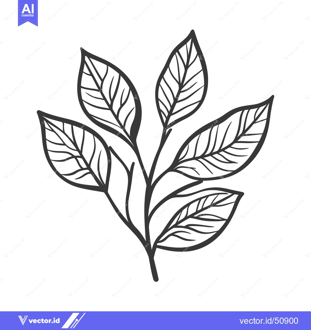 Premium Vector of A simple illustration of a plant branch with leaves on display