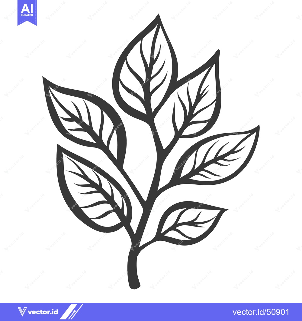 Premium Vector dari Simple illustration displaying a stylized branch with several leaves
