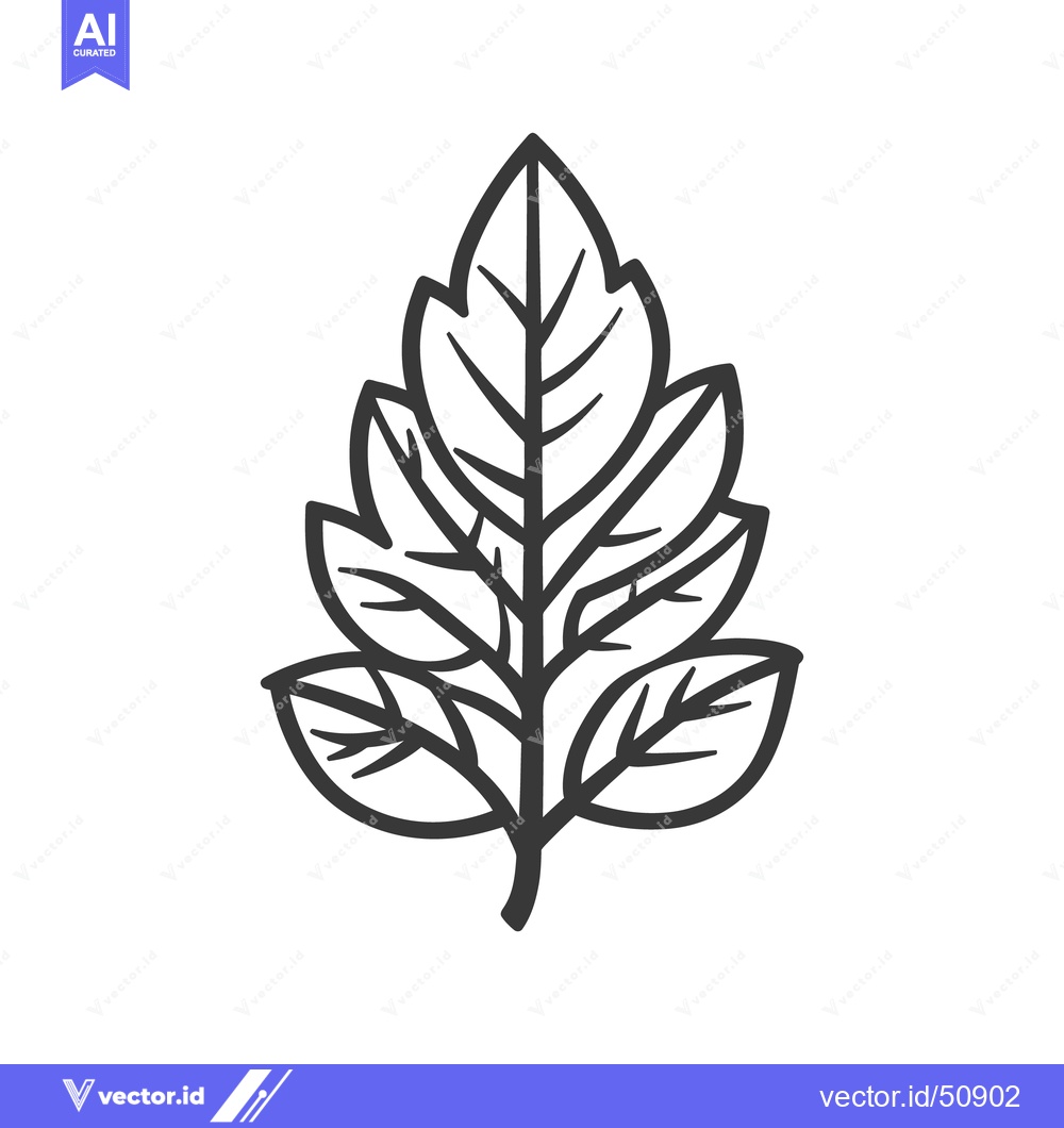 Premium Vector dari A detailed monochrome illustration featuring a simple stylized leaf de