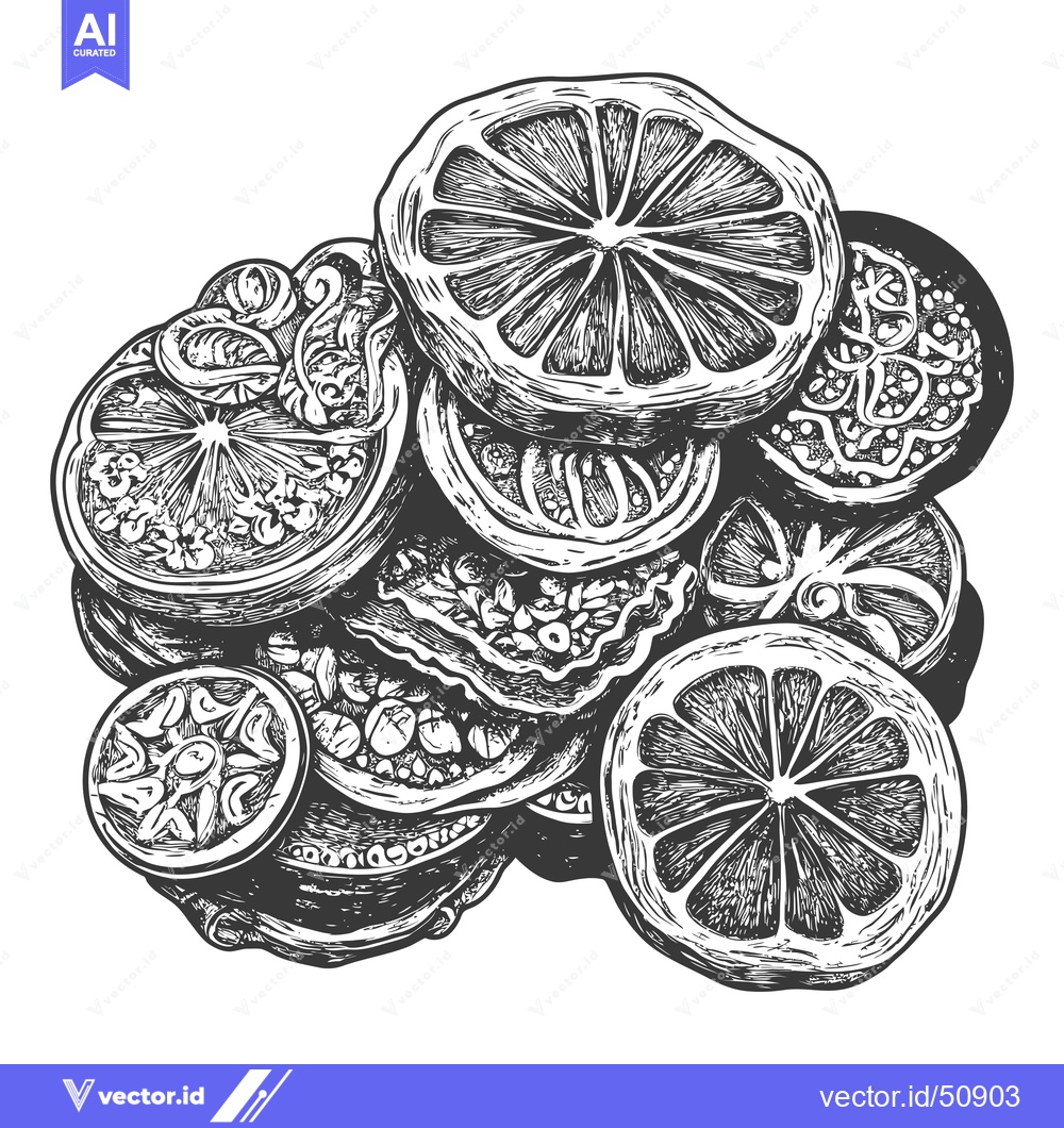 Premium Vector of A Detailed Illustration of Sliced Dried Citrus Fruits