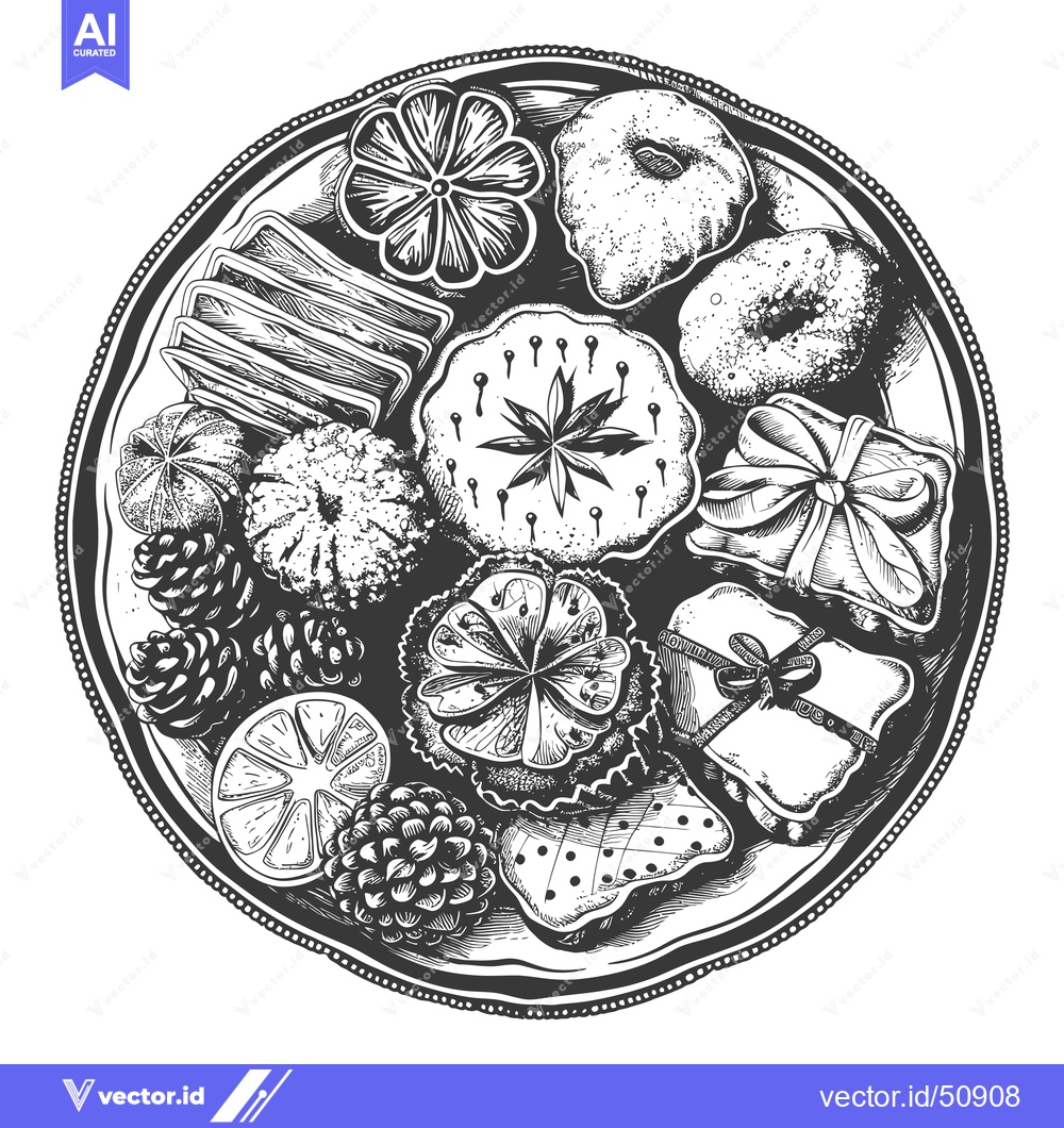 Premium Vector of A Festive Plate Of Delicious Holiday Cookies And Treats