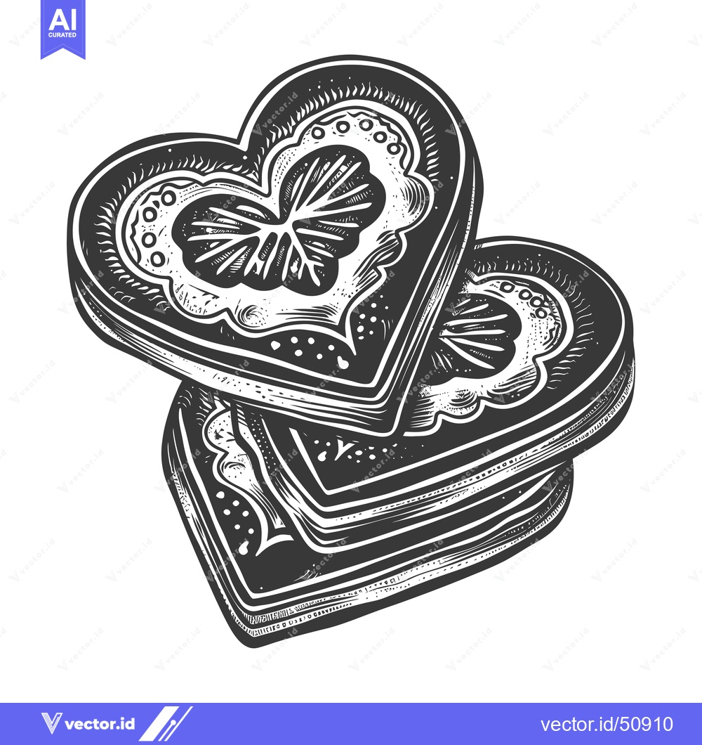 Premium Vector of Two Heart Shaped Cookies With Intricate Designs