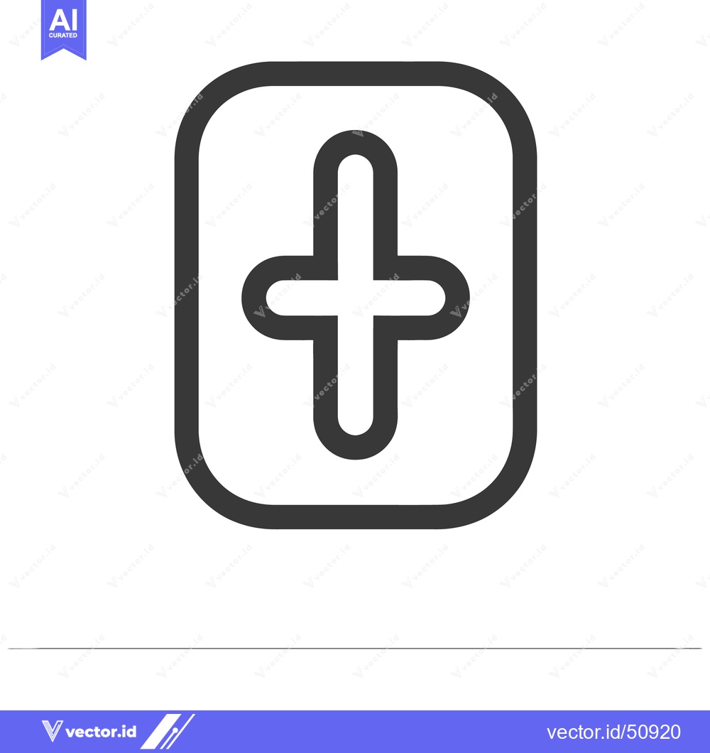 Premium Vector dari A plus sign graphic icon contained within a rounded square frame