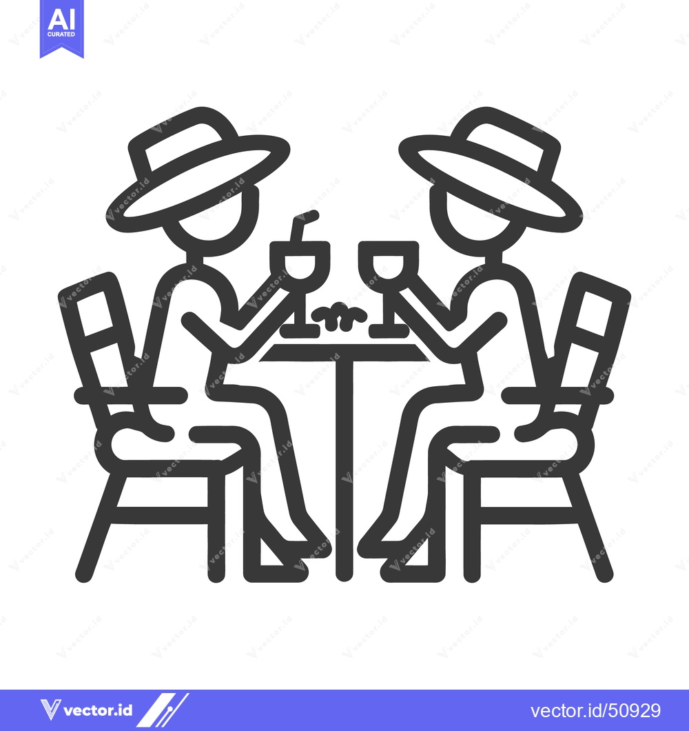 Premium Vector dari Two figures in hats are enjoying drinks at a table together