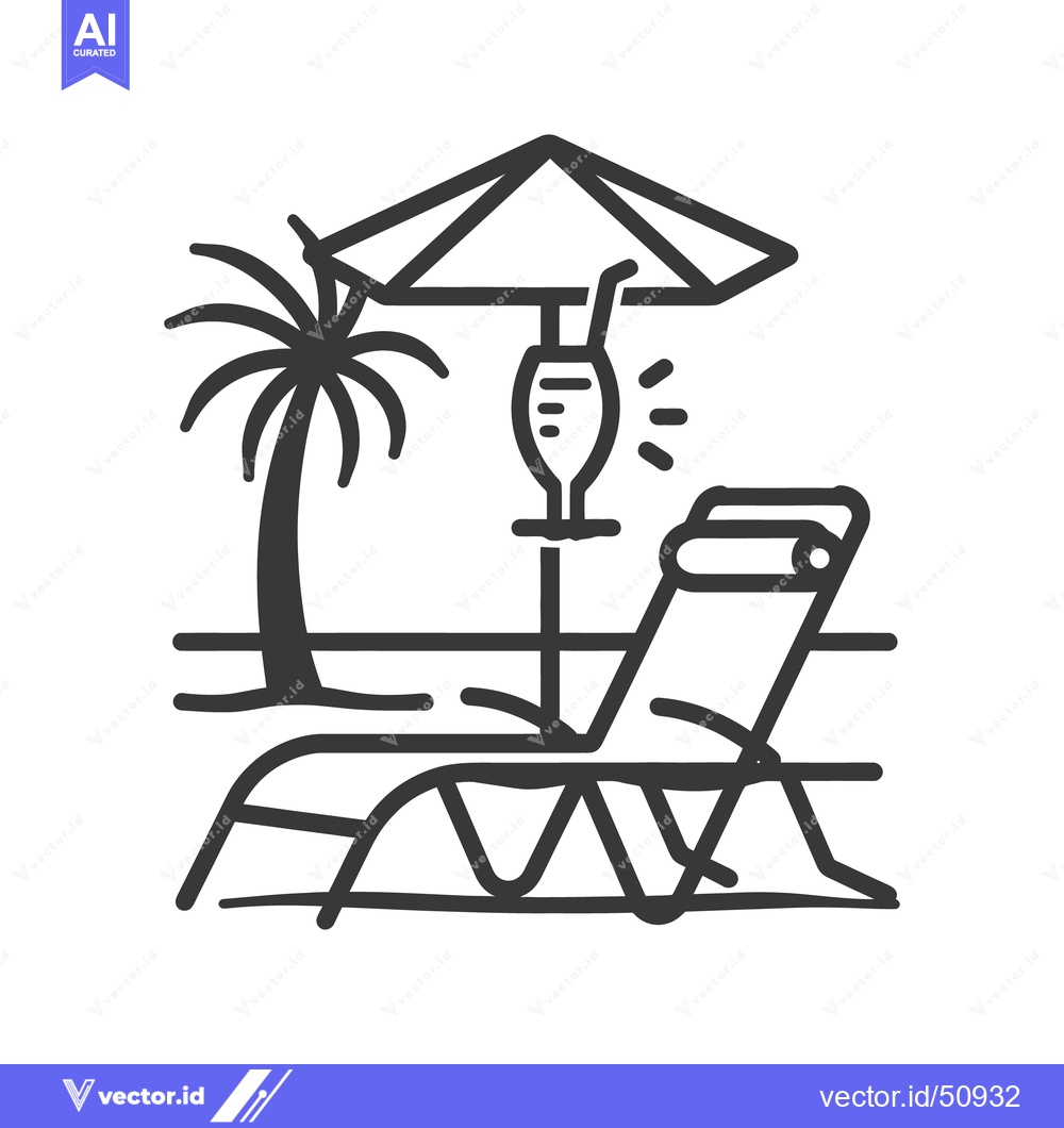 Premium Vector of A stylized depiction of a sunny beach vacation scene