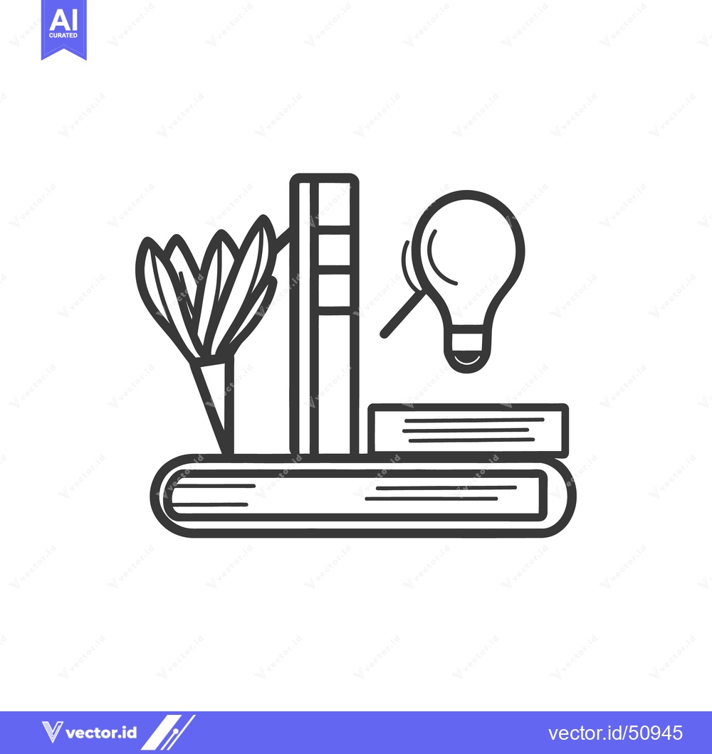 Premium Vector of An illustration of a book plant and lightbulb representing ideas