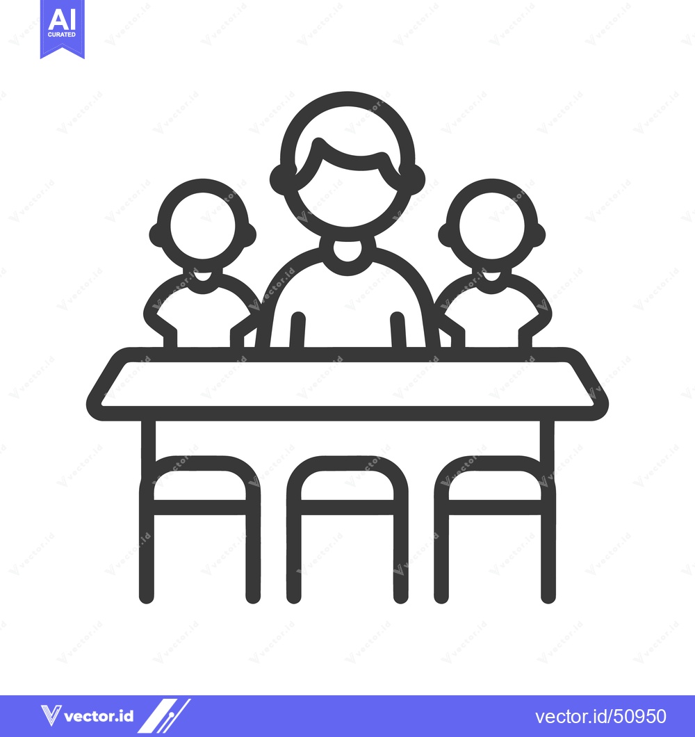 Premium Vector dari Simple line drawing of a group around a table