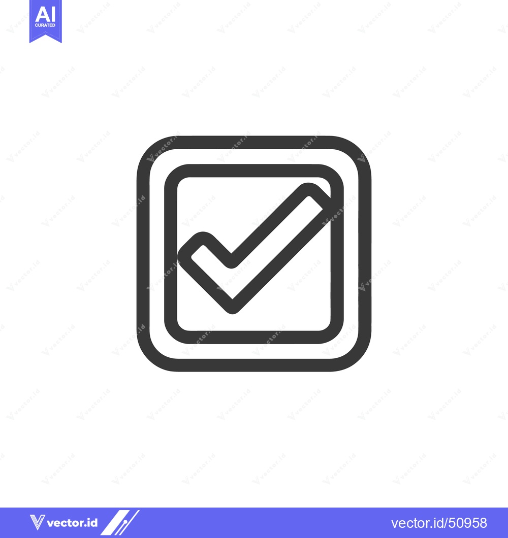 Premium Vector dari Bold Check Mark Icon in Double Rounded Square Frame, Dark Gray on Whit