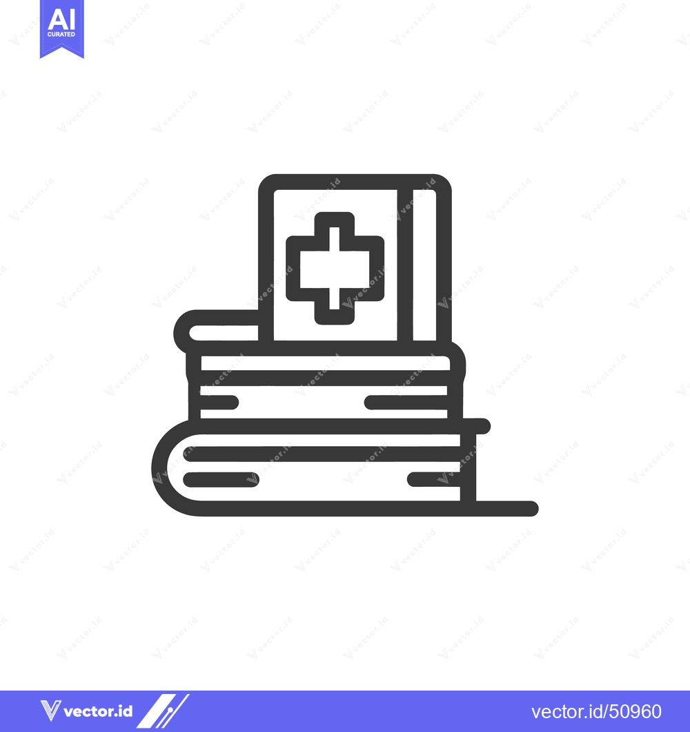 Premium Vector dari Medical Books Stacked: Healthcare Knowledge Icon in Line Art Style